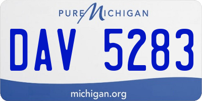 MI license plate DAV5283