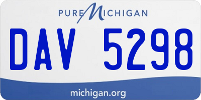 MI license plate DAV5298