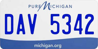 MI license plate DAV5342