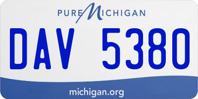 MI license plate DAV5380