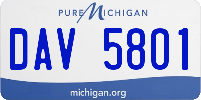 MI license plate DAV5801