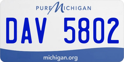 MI license plate DAV5802
