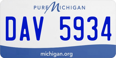 MI license plate DAV5934
