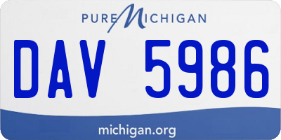 MI license plate DAV5986