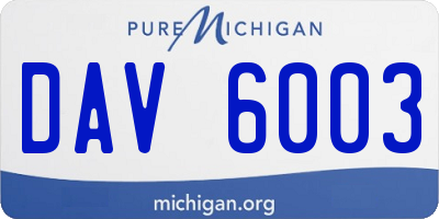 MI license plate DAV6003