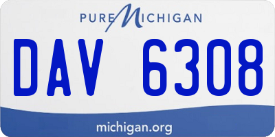 MI license plate DAV6308