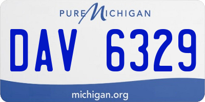 MI license plate DAV6329