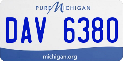 MI license plate DAV6380