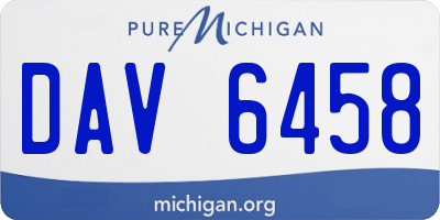 MI license plate DAV6458