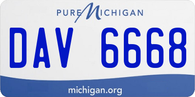 MI license plate DAV6668