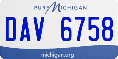 MI license plate DAV6758