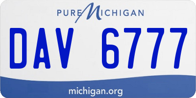 MI license plate DAV6777