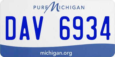 MI license plate DAV6934
