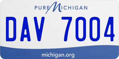MI license plate DAV7004