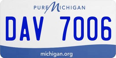 MI license plate DAV7006
