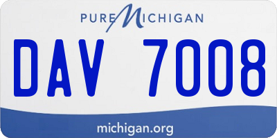 MI license plate DAV7008