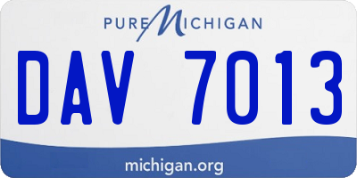 MI license plate DAV7013