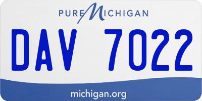 MI license plate DAV7022