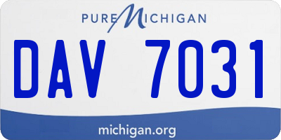 MI license plate DAV7031