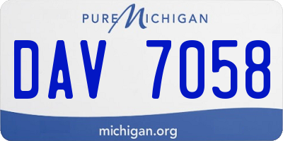 MI license plate DAV7058