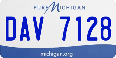MI license plate DAV7128