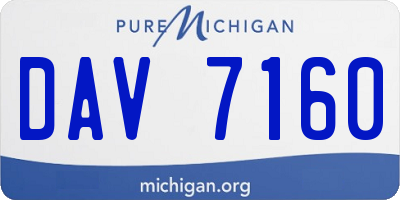 MI license plate DAV7160