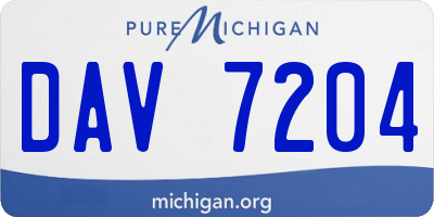 MI license plate DAV7204
