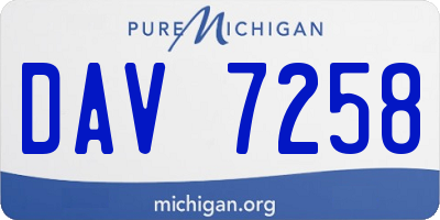 MI license plate DAV7258