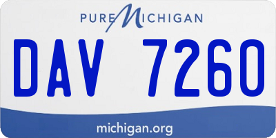 MI license plate DAV7260