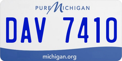 MI license plate DAV7410