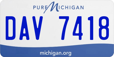 MI license plate DAV7418