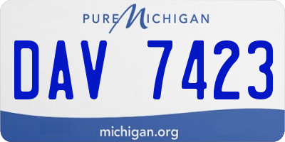MI license plate DAV7423