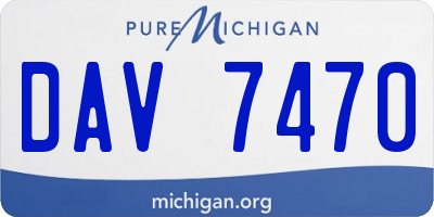 MI license plate DAV7470