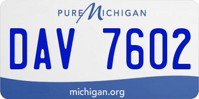 MI license plate DAV7602
