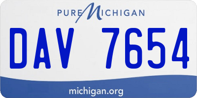 MI license plate DAV7654