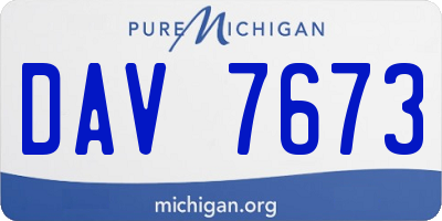 MI license plate DAV7673