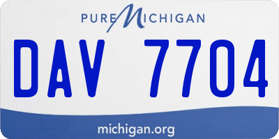 MI license plate DAV7704