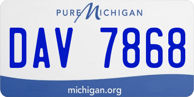 MI license plate DAV7868