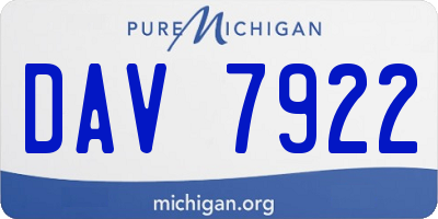 MI license plate DAV7922
