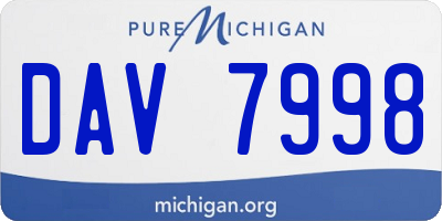 MI license plate DAV7998