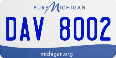 MI license plate DAV8002