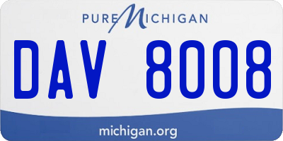 MI license plate DAV8008