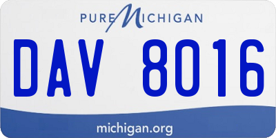 MI license plate DAV8016