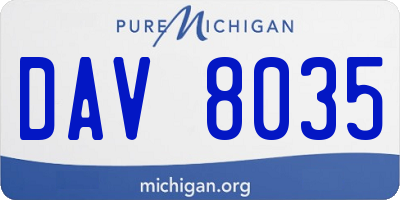 MI license plate DAV8035