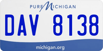 MI license plate DAV8138