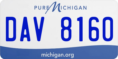MI license plate DAV8160