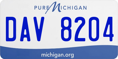 MI license plate DAV8204