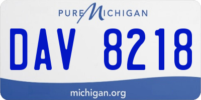 MI license plate DAV8218