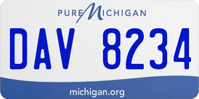 MI license plate DAV8234