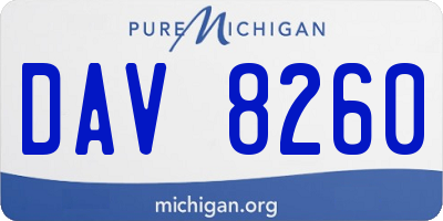 MI license plate DAV8260